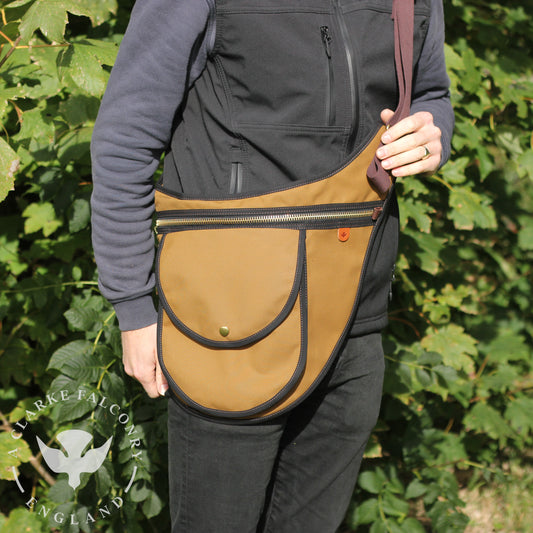 One of our Stretton Falconry bags in the tan and black colourway...