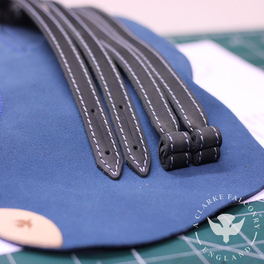 Bespoke mews jesses sitting on one of our Bennington gloves that is almost finished.