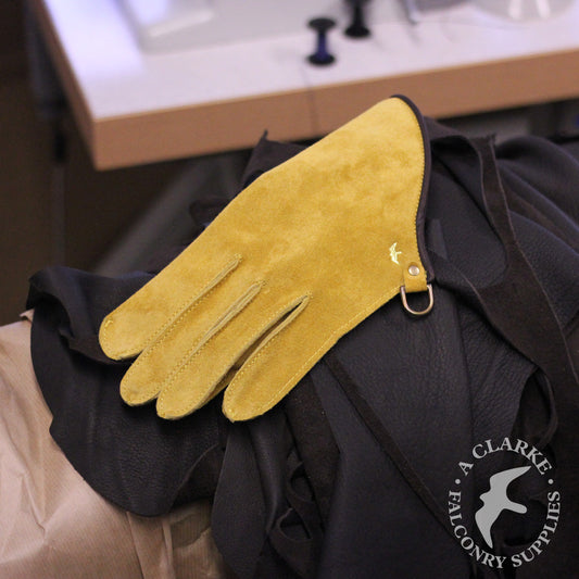 One of our yellow suede wrist length gloves...