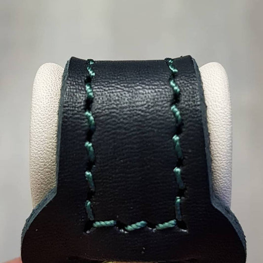 Bespoke Anklet with Dark Green Stitching and Natural Lining