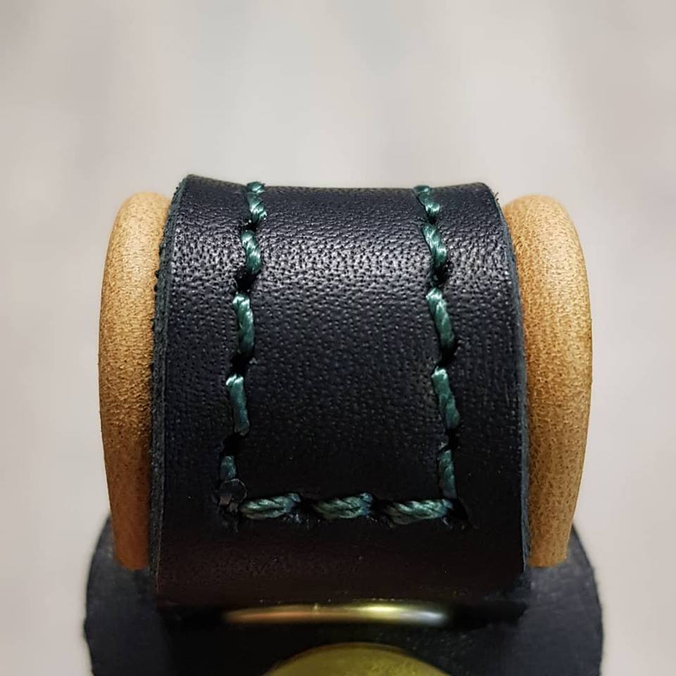 Bespoke Anklet in Dark Green Thread with Black Outer & Tan Lining