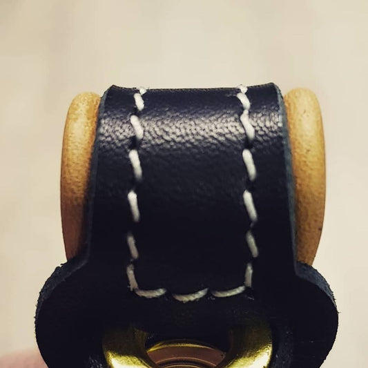 Bespoke Anklet in White Thread, Black Outer & Tan Lining